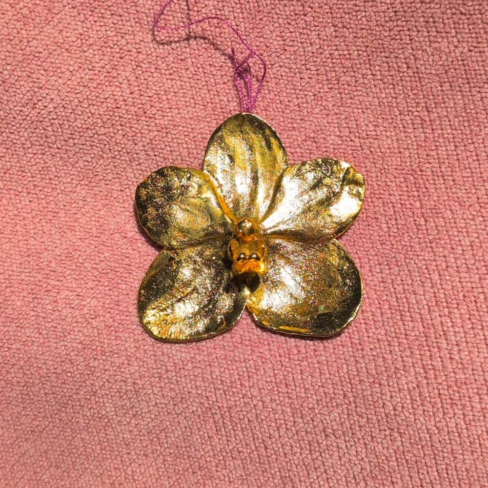 OOAK 24K Dipped Orchid Pendant & Brooch